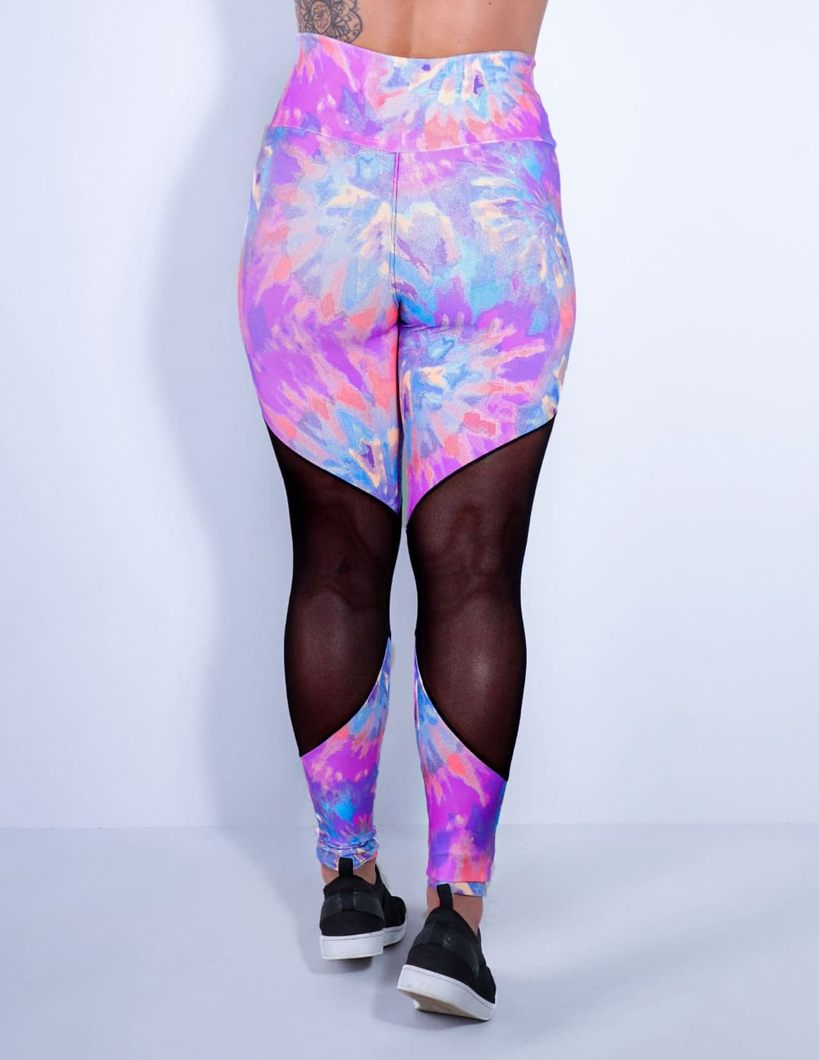 Calça Feminina Fitness Estampada com Tule Preto | Ref: 4.4.1712-3173