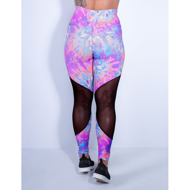 Calça Feminina Fitness Estampada com Tule Preto | Ref: 4.4.1712-3173