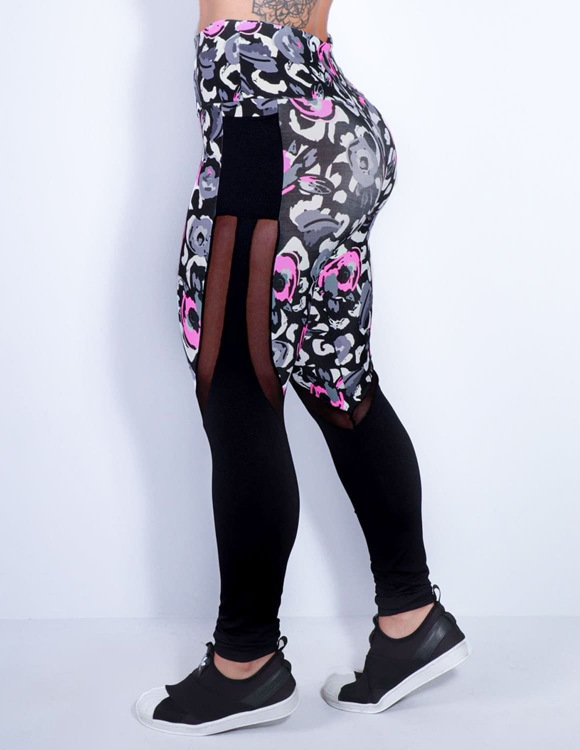Calça Legging Estampada com Bolsos e Tule | Ref: 4.4.1815-3178