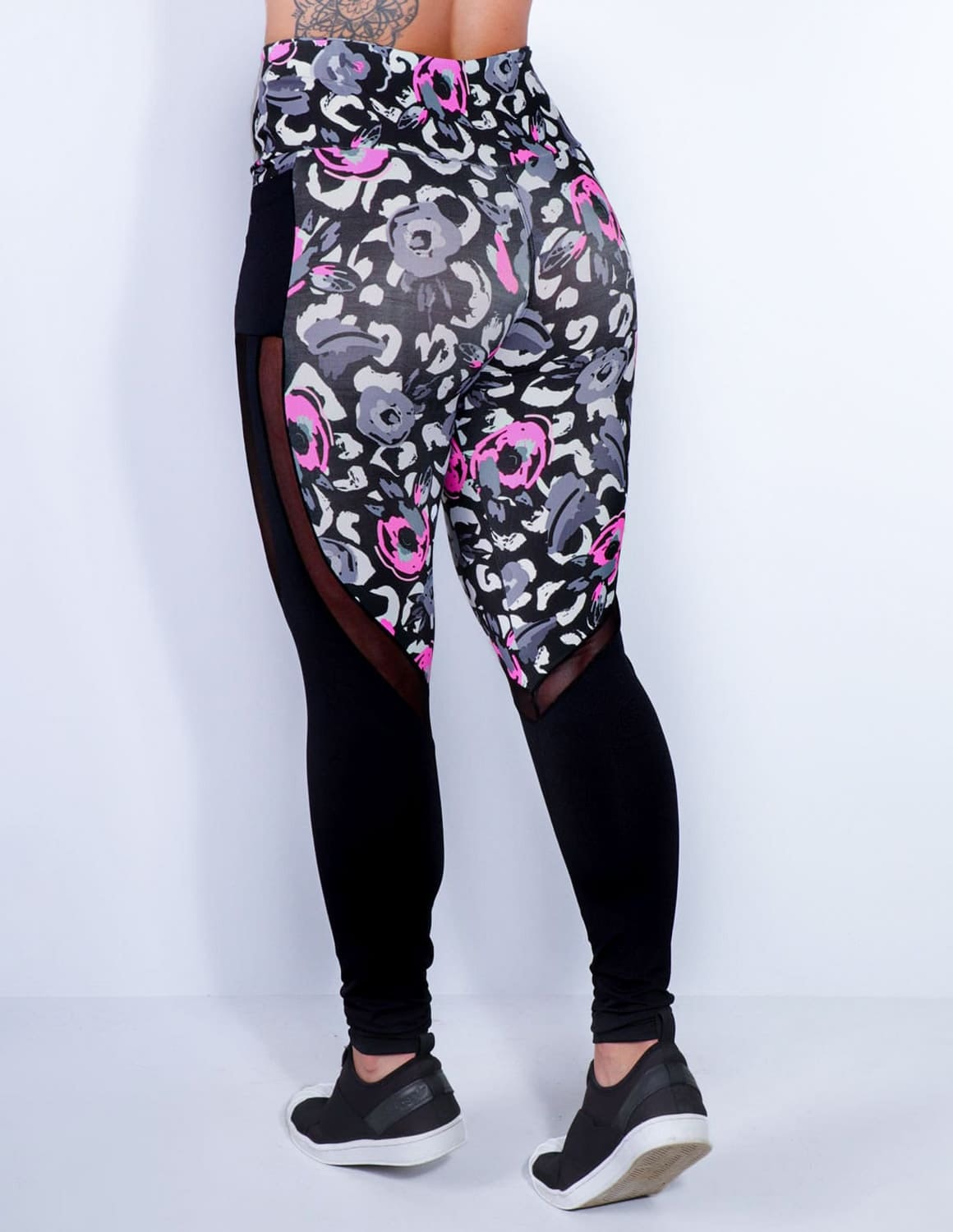 Calça Legging Estampada com Bolsos e Tule | Ref: 4.4.1815-3178