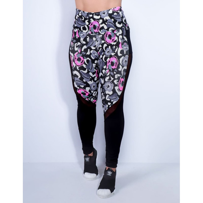 Calça Legging Estampada com Bolsos e Tule | Ref: 4.4.1815-3178