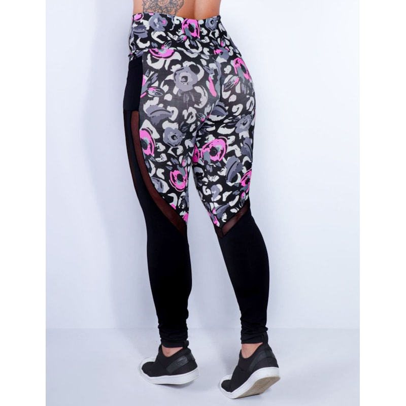 Calça Legging Estampada com Bolsos e Tule | Ref: 4.4.1815-3178