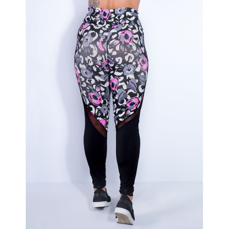 Calça Legging Estampada com Bolsos e Tule | Ref: 4.4.1815-3178