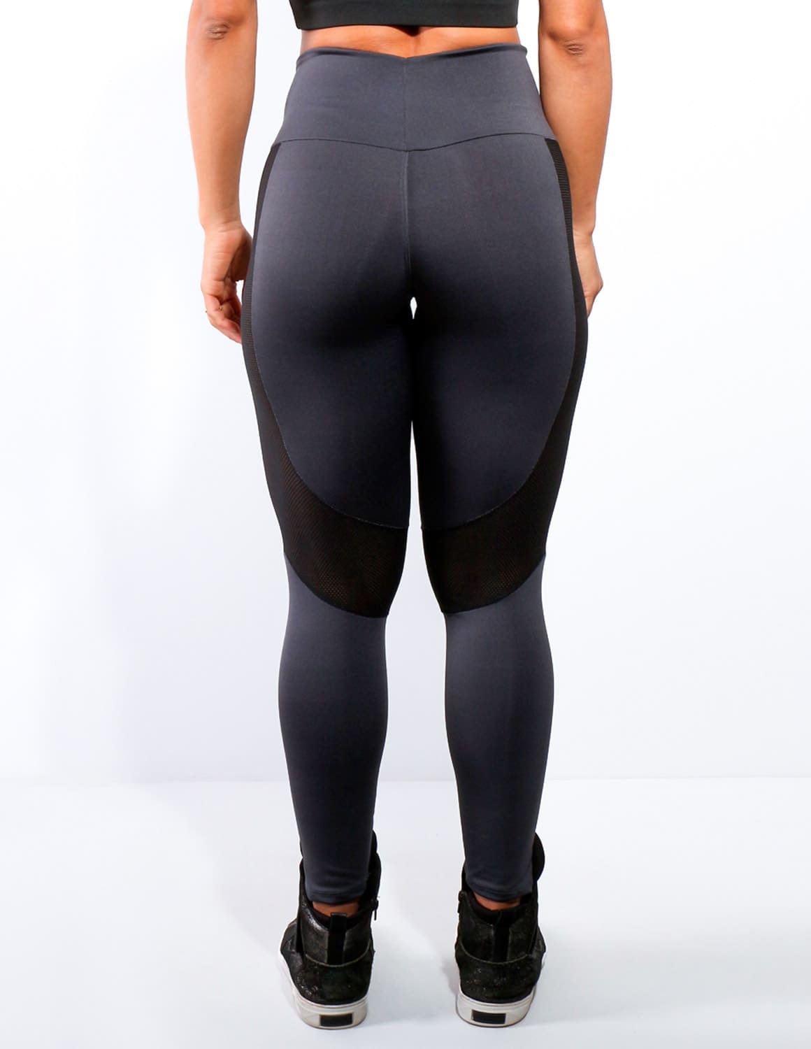 Calça Fitness Grafite com Tela Preta | Ref: 4.4.4172-28