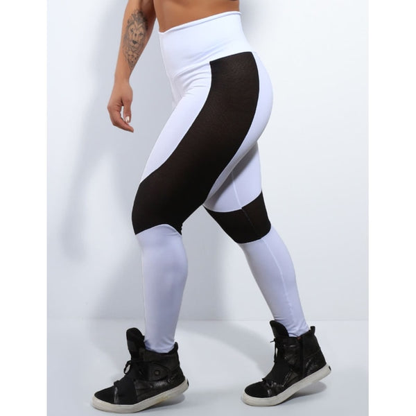 Calça Legging Feminina Branca com Recortes em Tela | Ref: 4.4.4172-02