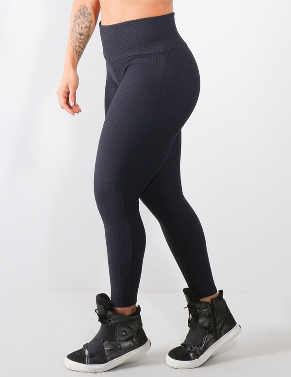 Calça FItness Texturizada 3D em Poliamida Preta | Ref: 3.3.2039-01