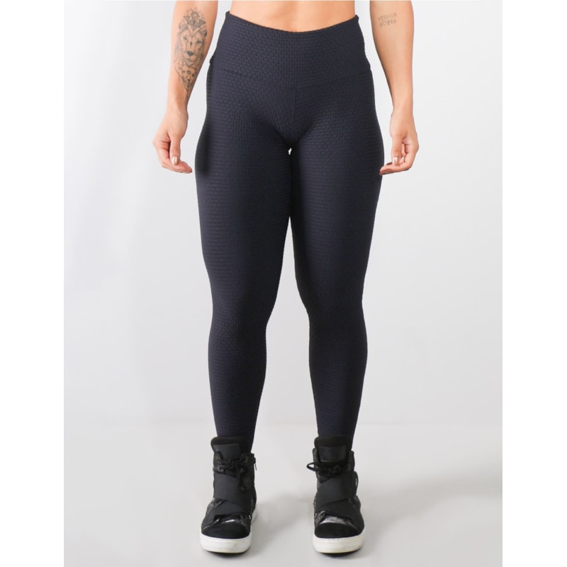 Calça FItness Texturizada 3D em Poliamida Preta | Ref: 3.3.2039-01