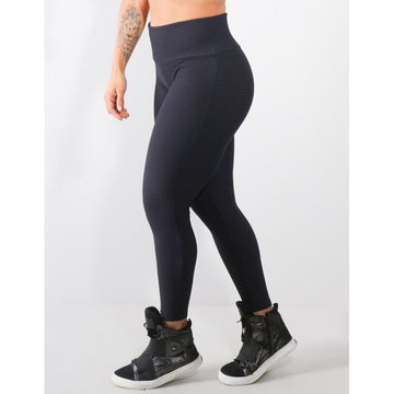 Calça FItness Texturizada 3D em Poliamida Preta | Ref: 3.3.2039-01