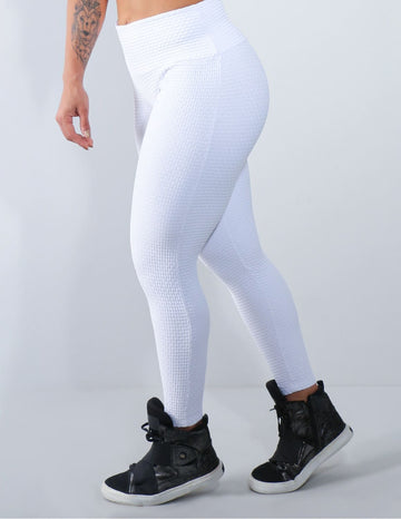 Calça Legging Fusô em Poliamida Texturizada 3D Branca | Ref: 3.3.2039-02