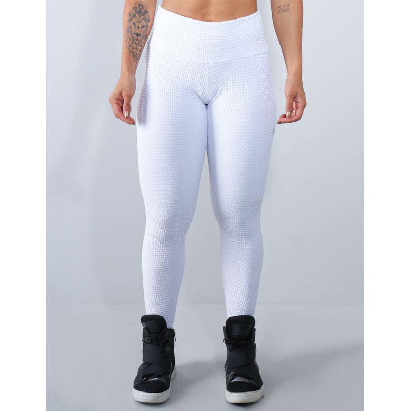 Calça Legging Fusô em Poliamida Texturizada 3D Branca | Ref: 3.3.2039-02