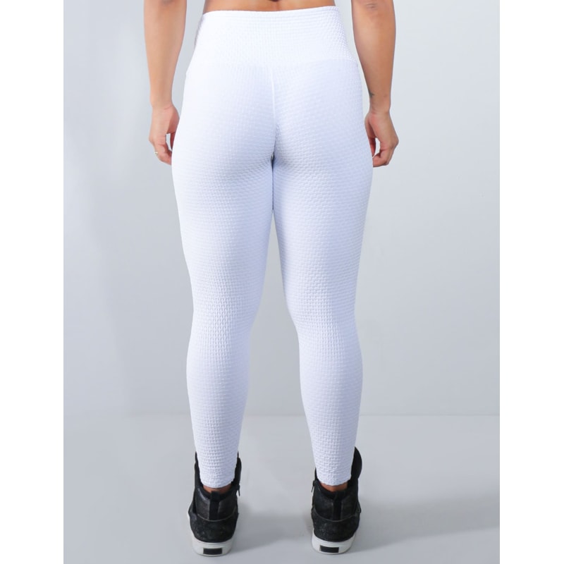Calça Legging Fusô em Poliamida Texturizada 3D Branca | Ref: 3.3.2039-02