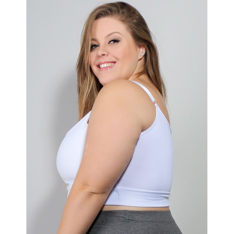 Cropped Branco Plus Size sem Bojo | Ref: 4.4.4140-02
