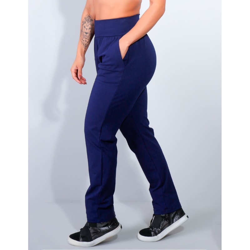 Calça Jogger em Viscolycra Azul Marinho com Bolsos | Ref: 3.3.2473-18