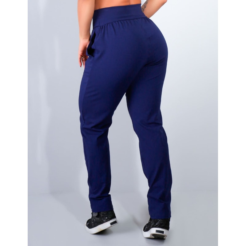 Calça Jogger em Viscolycra Azul Marinho com Bolsos | Ref: 3.3.2473-18