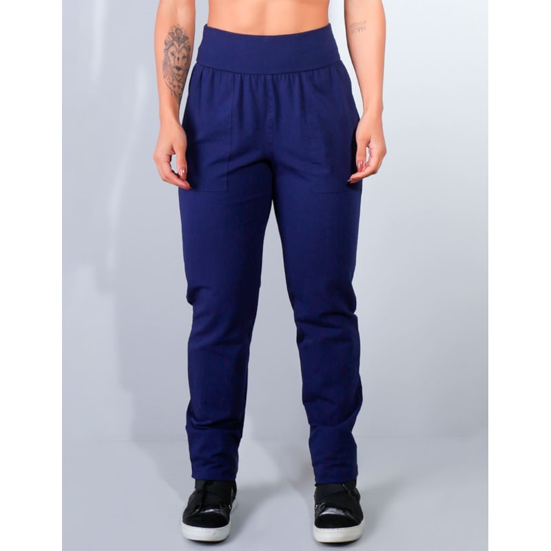 Calça Jogger em Viscolycra Azul Marinho com Bolsos | Ref: 3.3.2473-18
