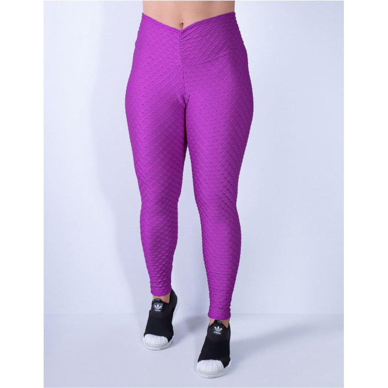 Calça Legging Empina Bumbum de Poliamida Texturizada Uva | Ref: 3.3.2532-29