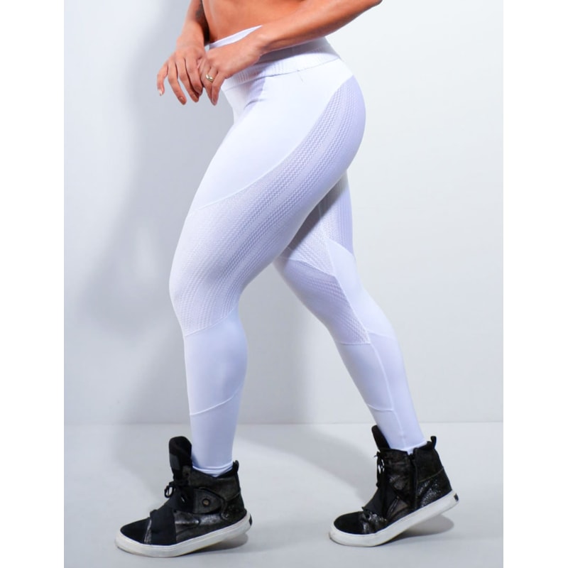 Calça Branca com Recortes em Poliamida Texturizada | Ref: 3.3.2431-02