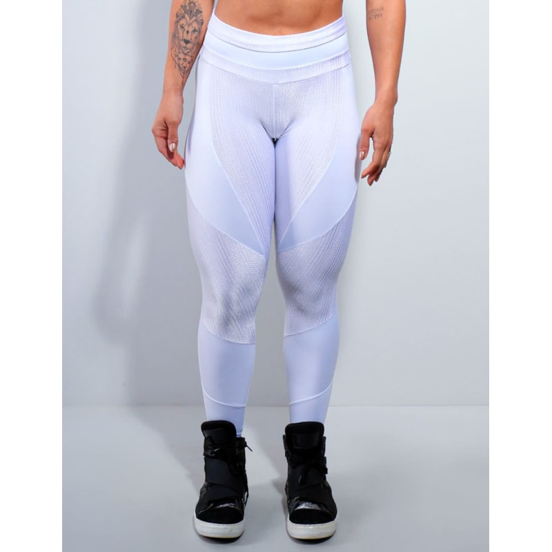 Calça Branca com Recortes em Poliamida Texturizada | Ref: 3.3.2431-02