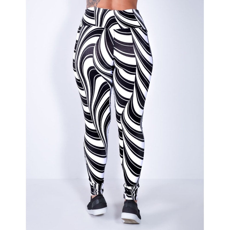 Calça Punho com Estampa e Recortes de Tela Preta | Ref: 4.4.4285-3157