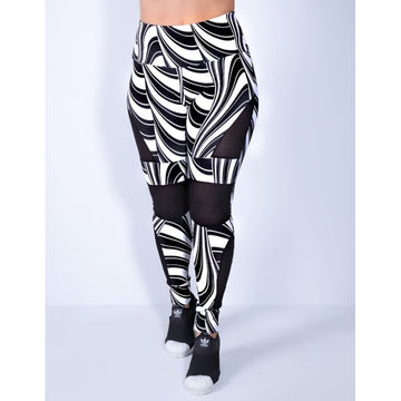 Calça Punho com Estampa e Recortes de Tela Preta | Ref: 4.4.4285-3157