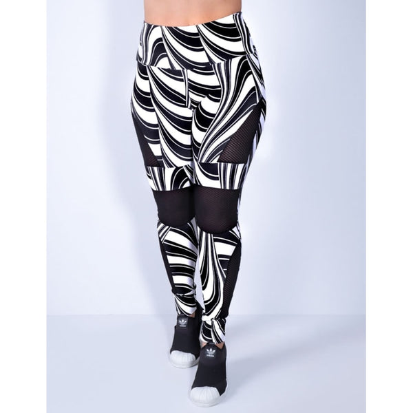 Calça Punho com Estampa e Recortes de Tela Preta | Ref: 4.4.4285-3157