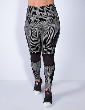 Calça Punho Feminina Estampada com Recortes de Tela | Ref: 4.4.4285-3155