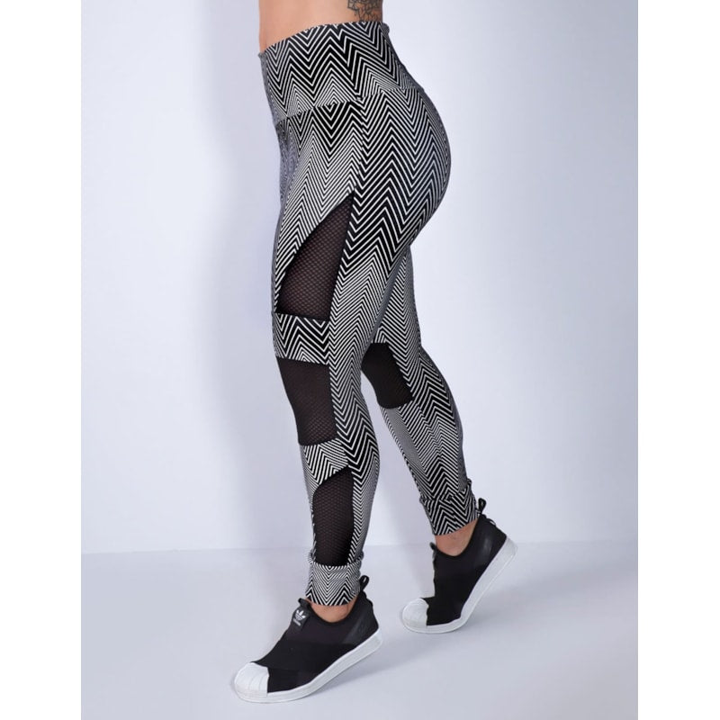Calça Punho Feminina Estampada com Recortes de Tela | Ref: 4.4.4285-3155