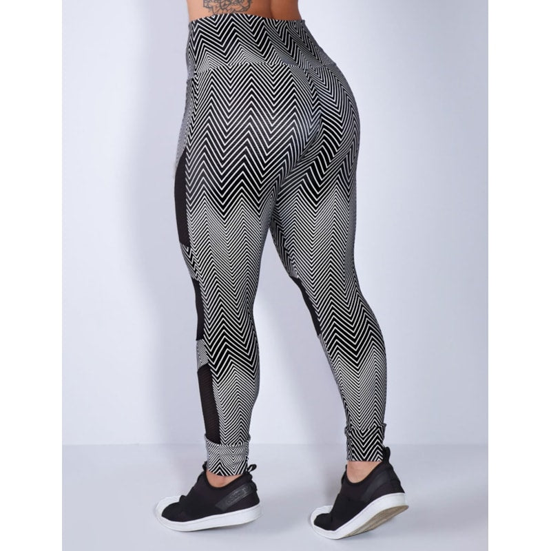 Calça Punho Feminina Estampada com Recortes de Tela | Ref: 4.4.4285-3155