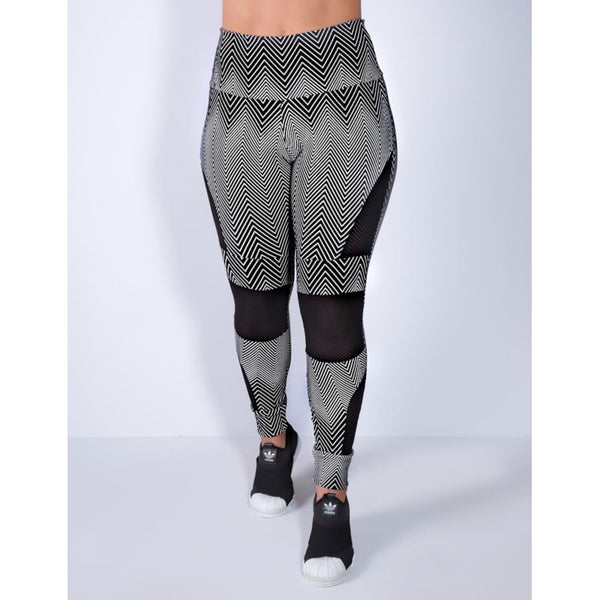 Calça Punho Feminina Estampada com Recortes de Tela | Ref: 4.4.4285-3155