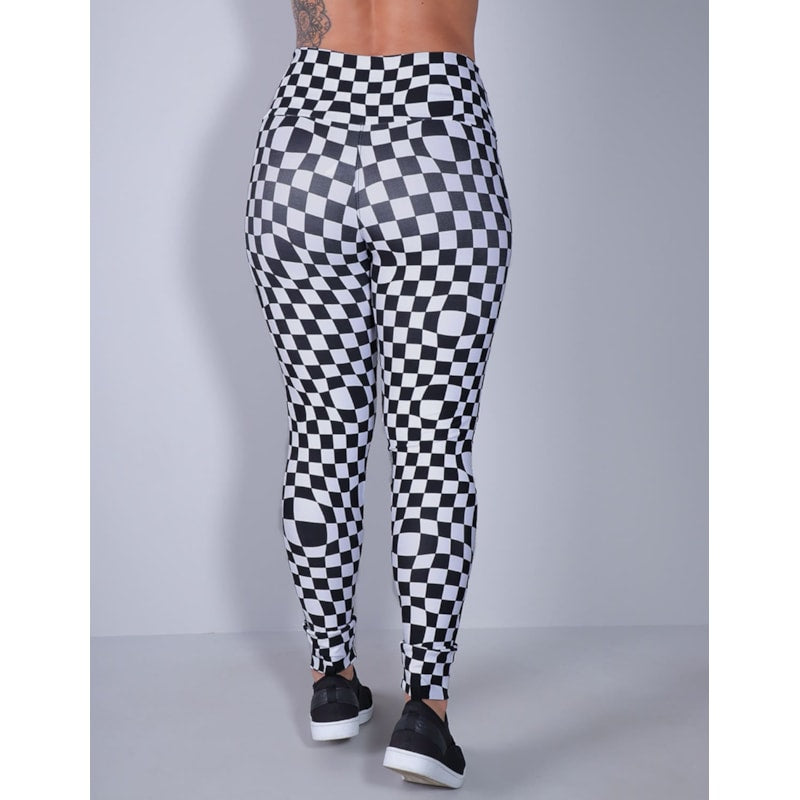 Calça Legging Estampada com Recortes de Tela Preta | Ref: 4.4.4285-3154