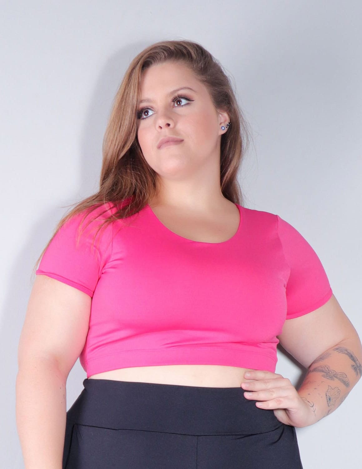 Cropped Fitness sem Bojo Plus Size Rosa | Ref: 4.4.4300-07
