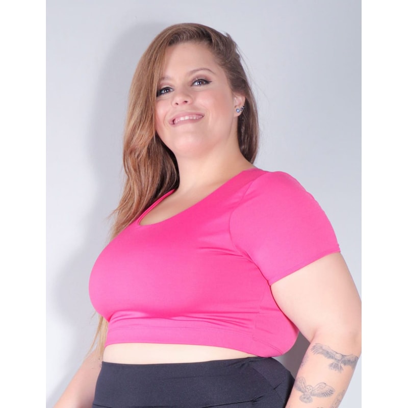 Cropped Fitness sem Bojo Plus Size Rosa | Ref: 4.4.4300-07