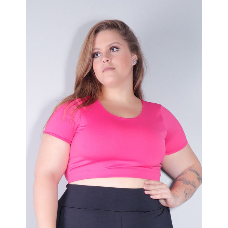 Cropped Fitness sem Bojo Plus Size Rosa | Ref: 4.4.4300-07
