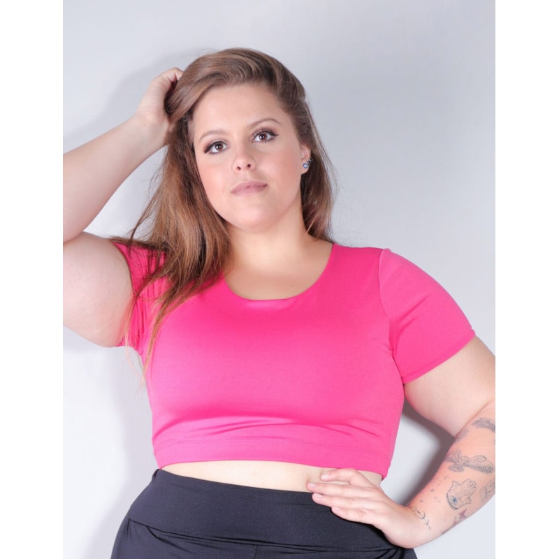 Cropped Fitness sem Bojo Plus Size Rosa | Ref: 4.4.4300-07
