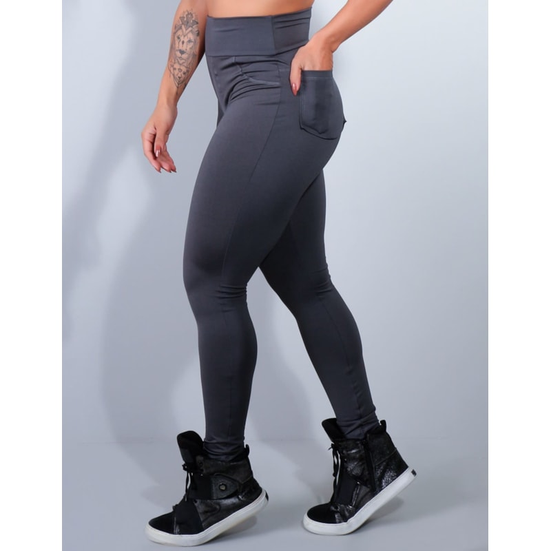 Calça Legging com Bolsos Grafite | Ref: 4.4.4241-28