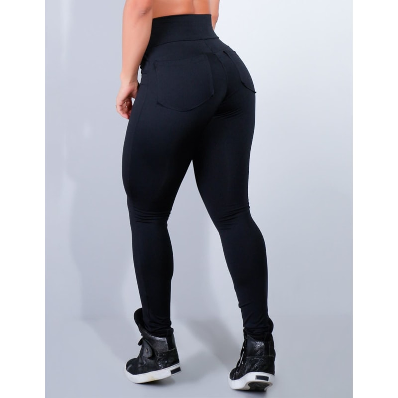 Calça Legging Preta com Bolsos | Ref: 4.4.4241-01