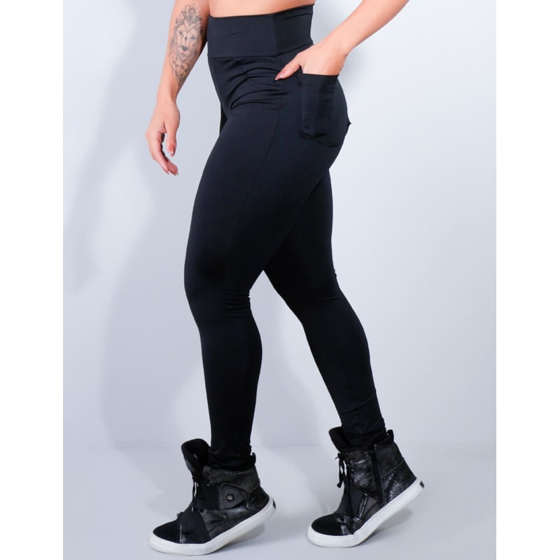 Calça Legging Preta com Bolsos | Ref: 4.4.4241-01