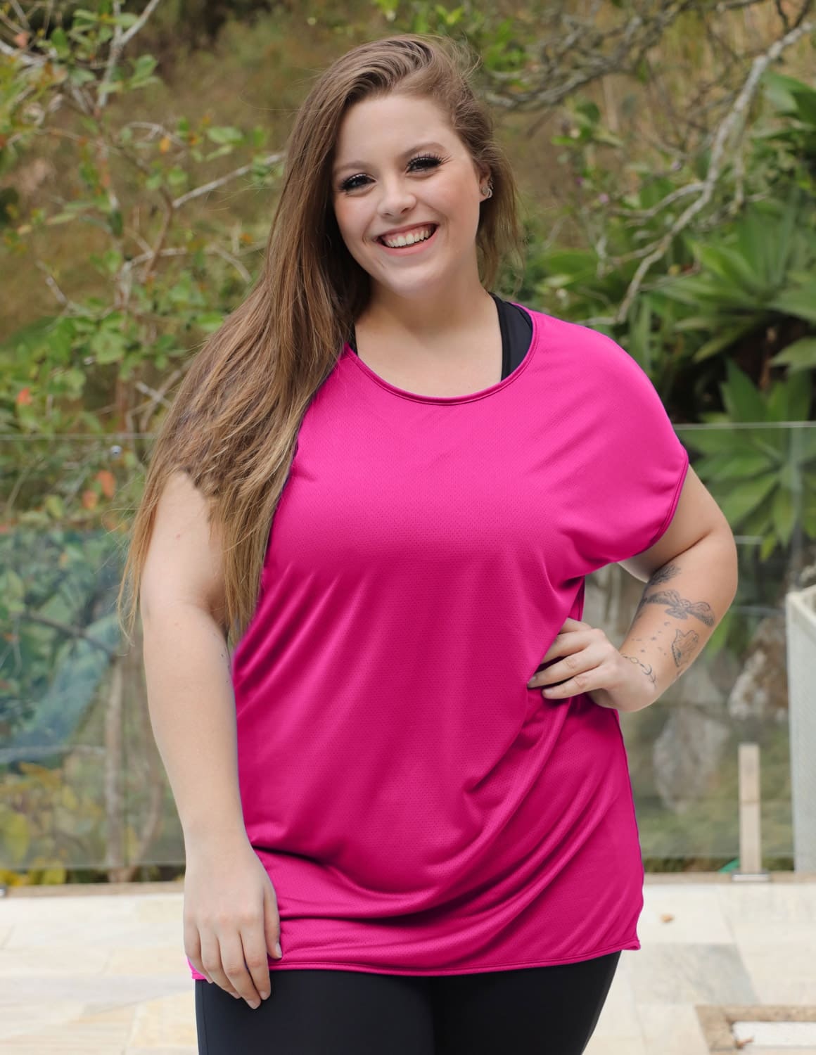 Blusa Feminina Plus Size em Dry Fit Pink | Ref: 4.4.1752-07