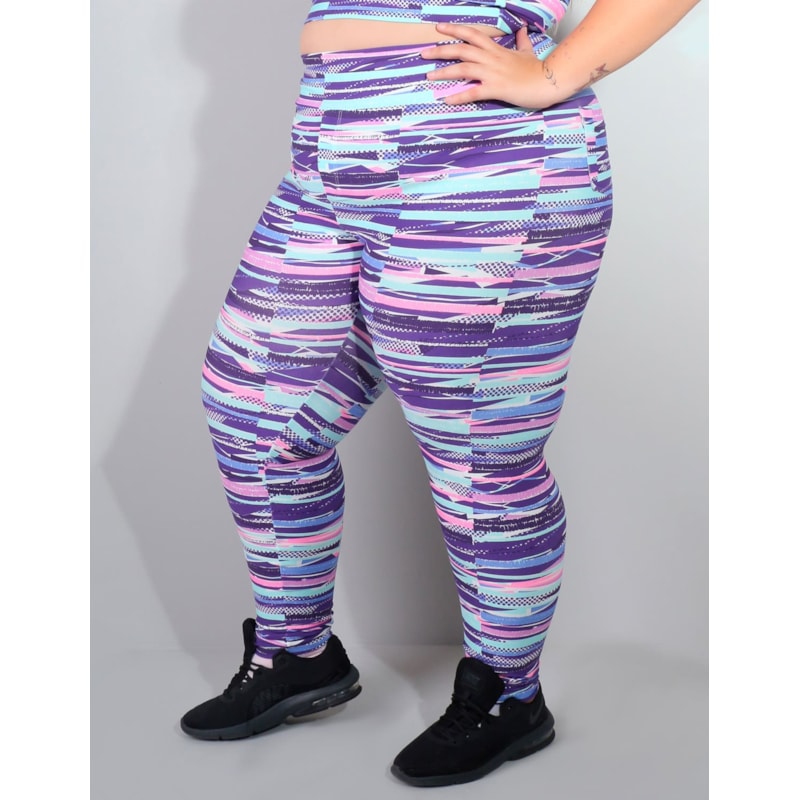 Calça Legging Plus Size Estampada com Bolsos | Ref: 4.4.4156-3125