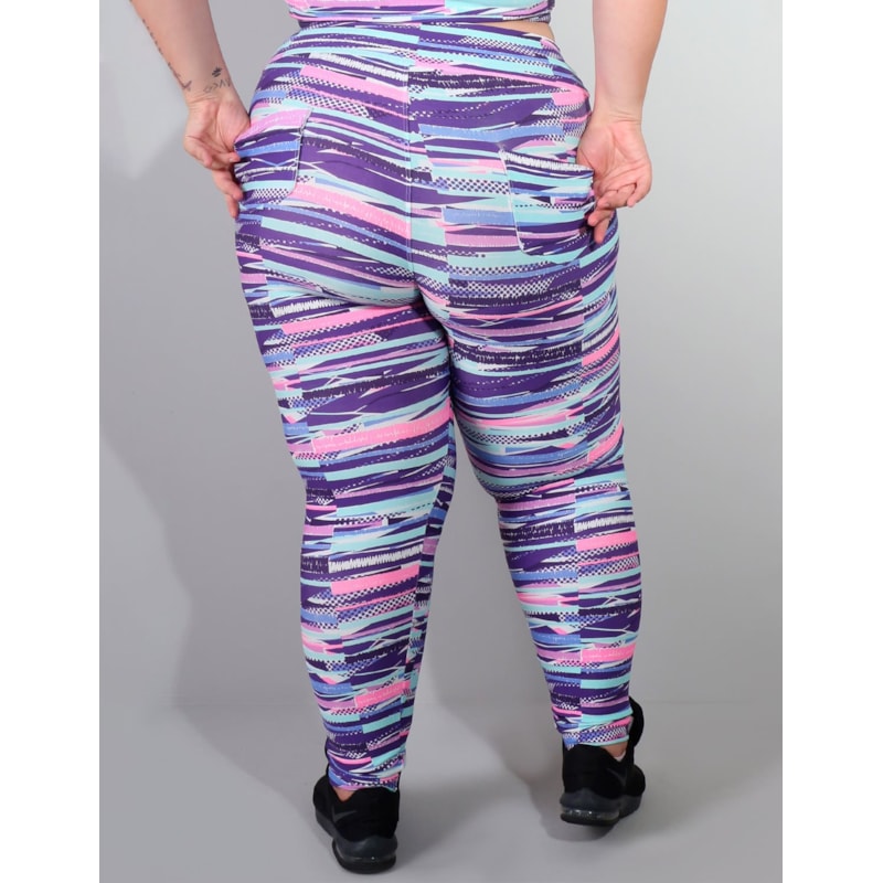 Calça Legging Plus Size Estampada com Bolsos | Ref: 4.4.4156-3125