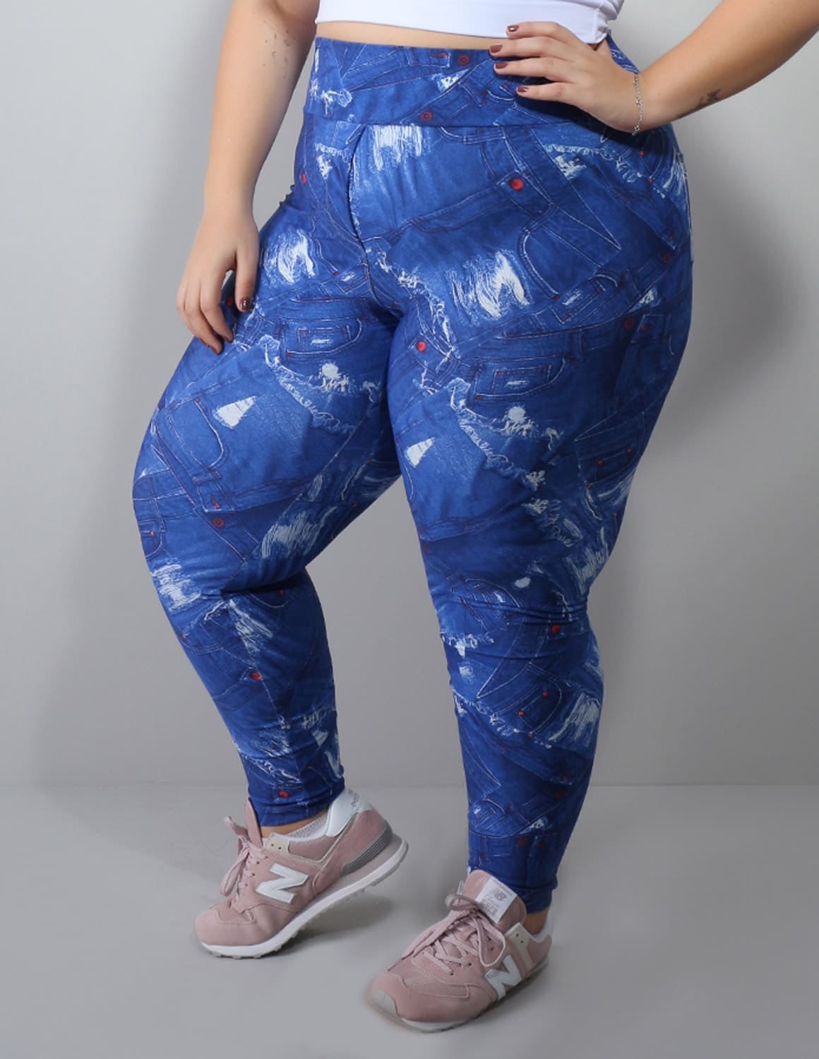 Calça Legging Plus Size Estampada com Bolsos | Ref: 4.4.4156-3084