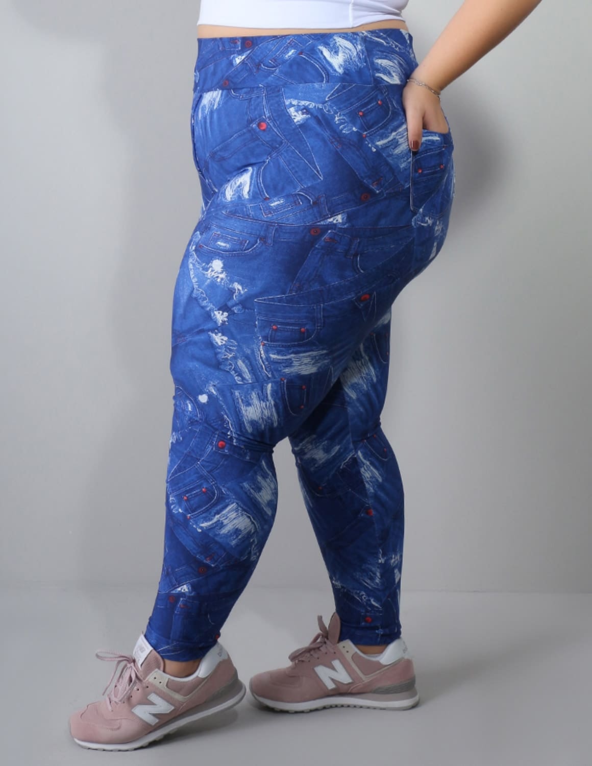 Calça Legging Plus Size Estampada com Bolsos | Ref: 4.4.4156-3084