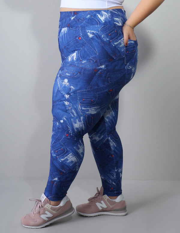 Calça Legging Plus Size Estampada com Bolsos | Ref: 4.4.4156-3084