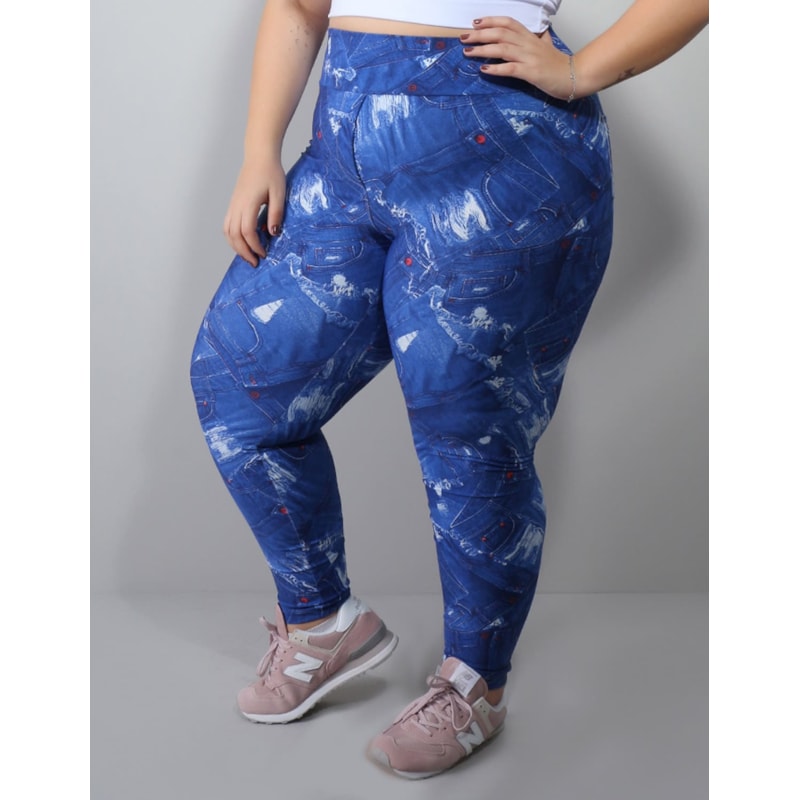 Calça Legging Plus Size Estampada com Bolsos | Ref: 4.4.4156-3084