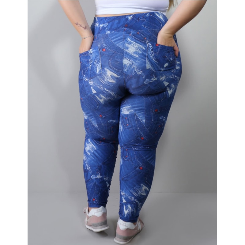Calça Legging Plus Size Estampada com Bolsos | Ref: 4.4.4156-3084