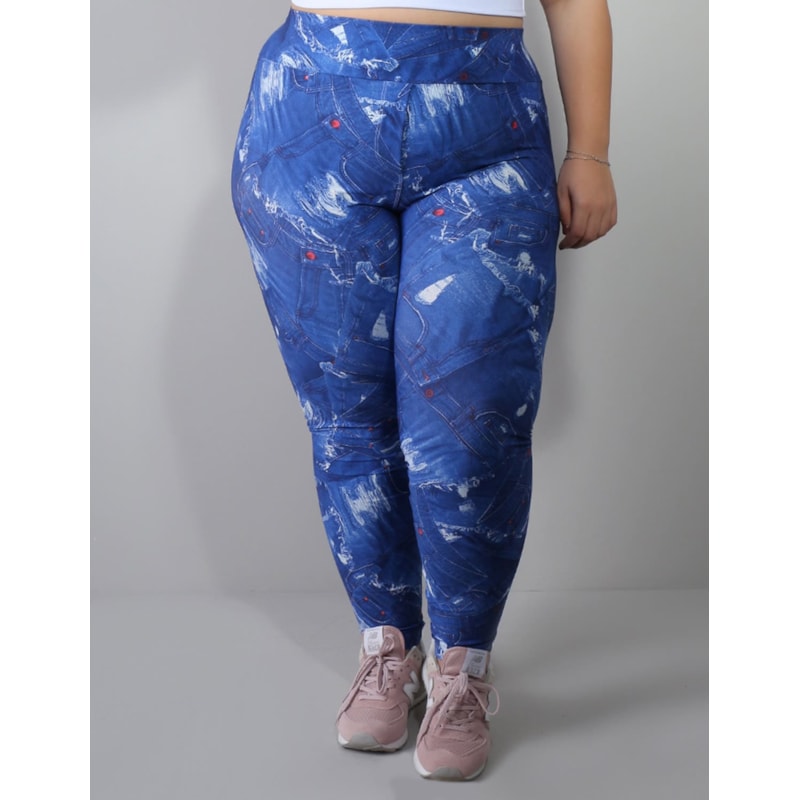 Calça Legging Plus Size Estampada com Bolsos | Ref: 4.4.4156-3084