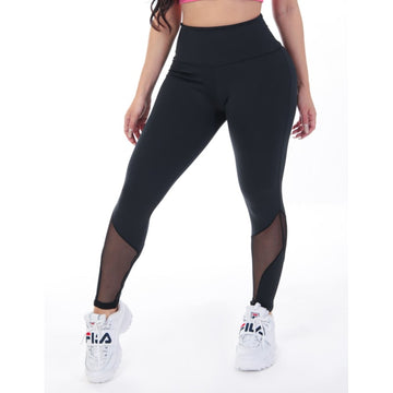Calça Fitness Feminina Preta com Detalhes em Tela | Ref: 4.4.1591-01