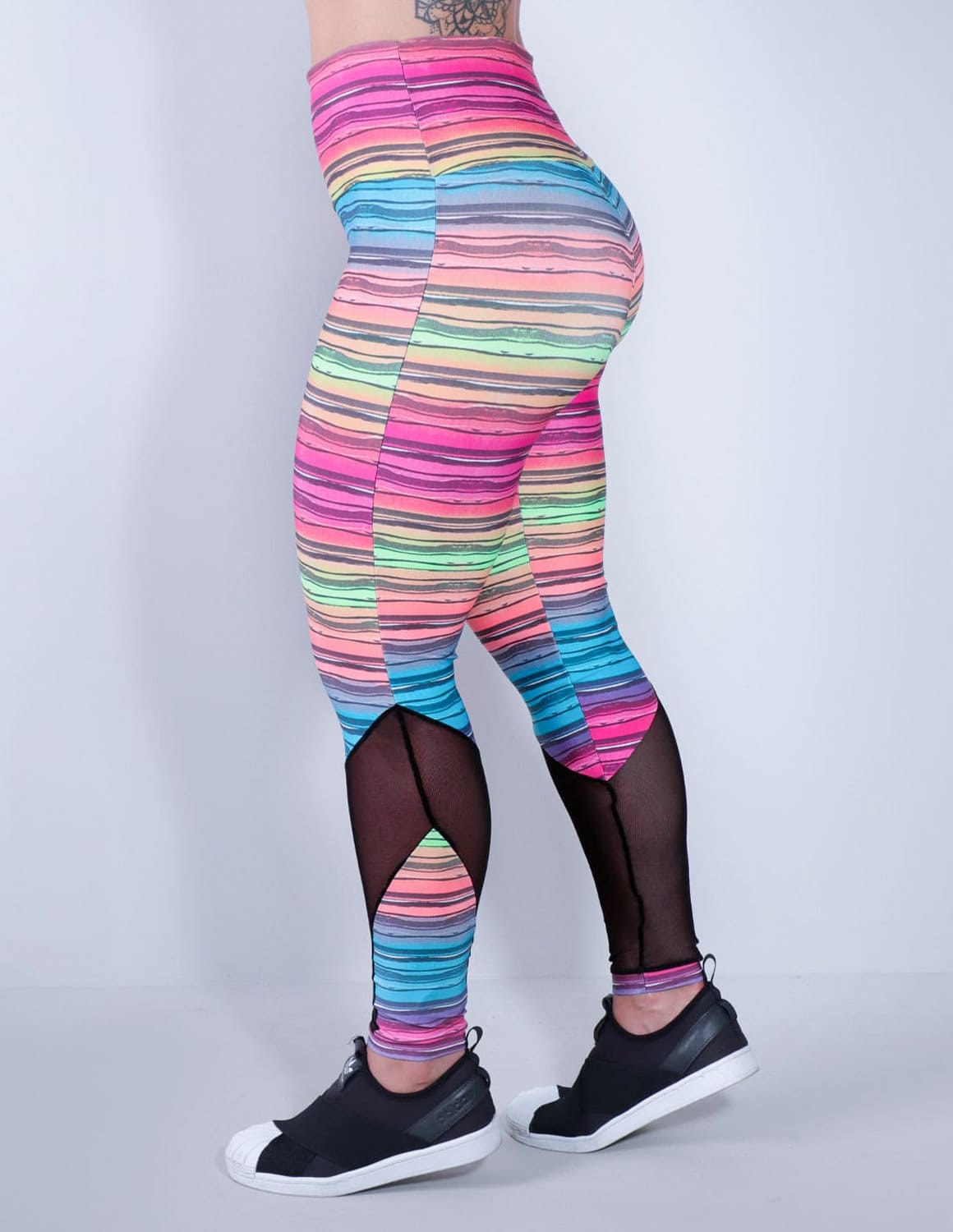 Calça legging Estampada com Tule Preto | Ref: 4.4.1591-3163
