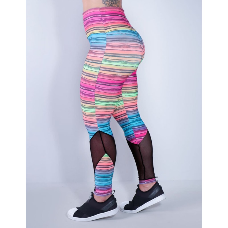 Calça legging Estampada com Tule Preto | Ref: 4.4.1591-3163