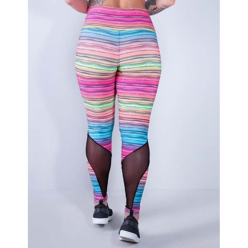 Calça legging Estampada com Tule Preto | Ref: 4.4.1591-3163